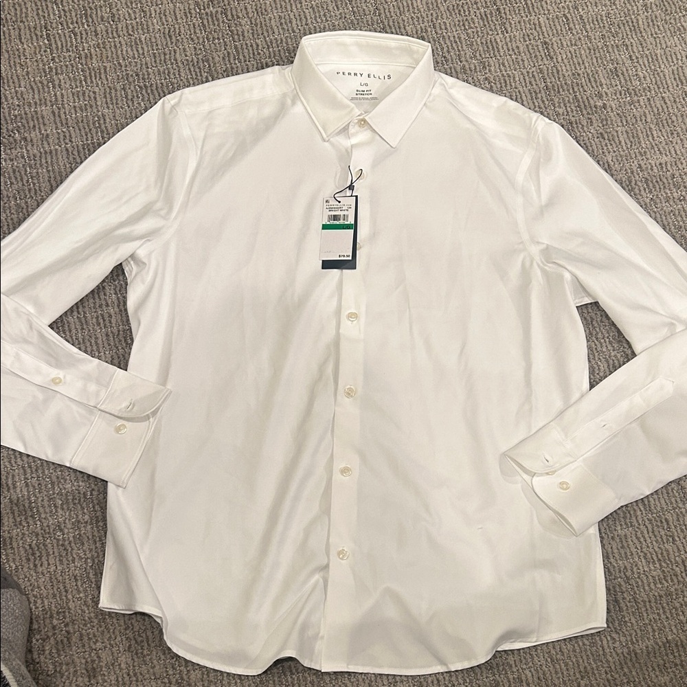 Perry Ellis Men's Slim Fit Button Down Shirt L